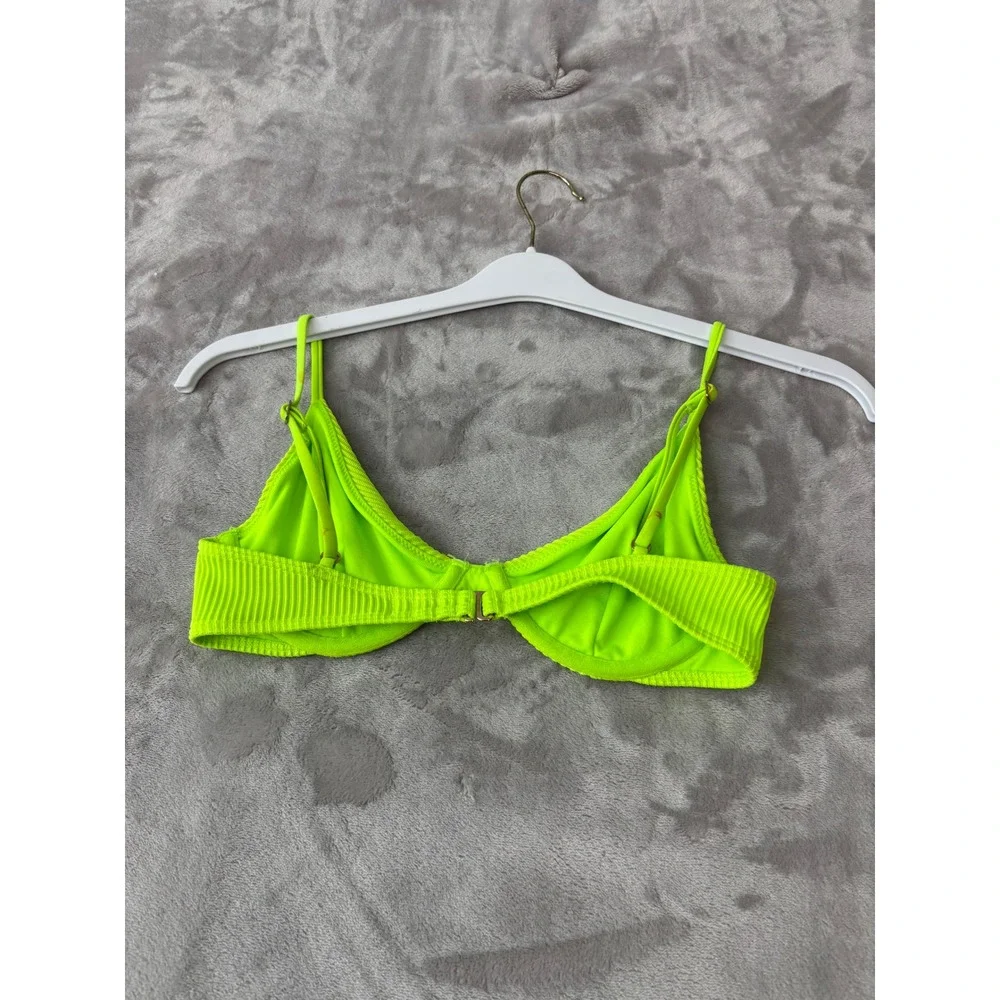 Hollister Neon Lime Green Ribbed Underwire Bikini Set Small Top XS Bottoms
